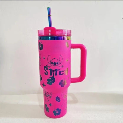 In Stock Stitch Cartoon Peripheral Insulated Cup 40oz 1180ml Stainless Steel Straw Cup Large Capacity Portable And Durable Gift