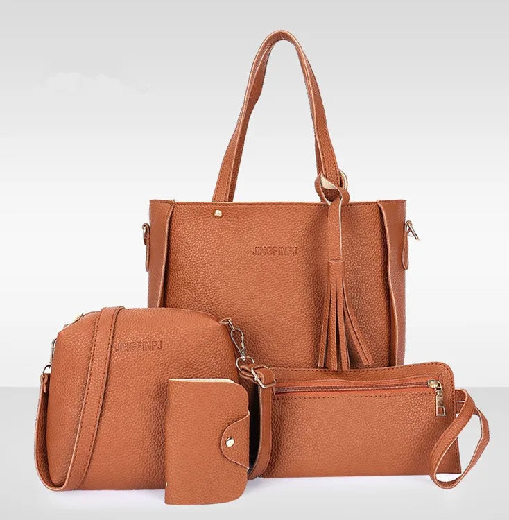 4pcs Women Tote Bag, Handbag Purse Shoulder Crossbody Bags for Woman Storage Bag, Synthetic, Zipper Closure, Small Messenger Bag