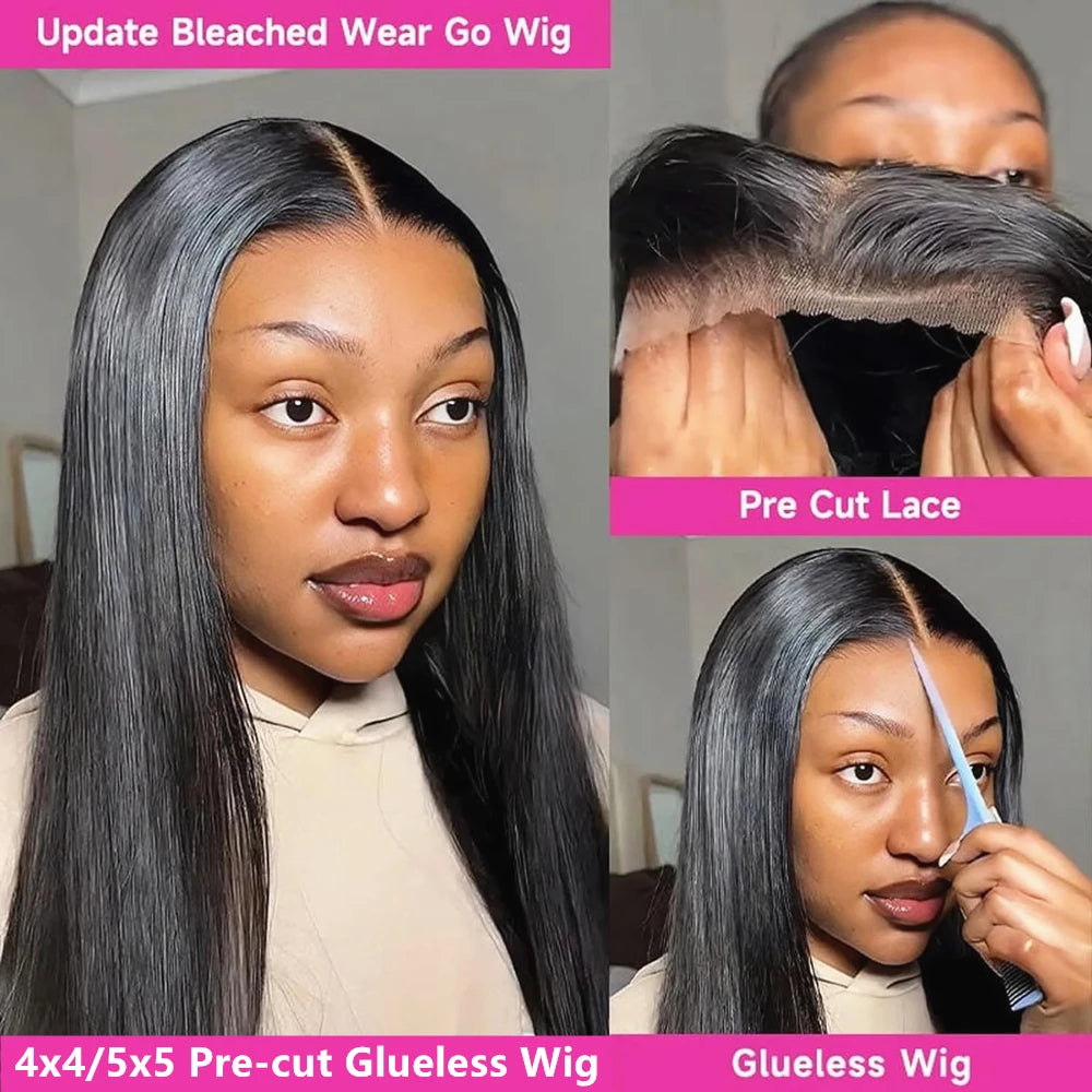 Straight 13x6 Lace Front Human Hair Wigs 360 Transparent Full Lace Wig 4x4 5x5 Lace Glueless Wigs For Black Women 30 40 Inches