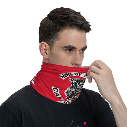 Custom 1 Percenter Essential Sons Bandana Neck Gaiter for Ski Camping Men Women Wrap Scarf TV Show Anarchy Headband Warmer