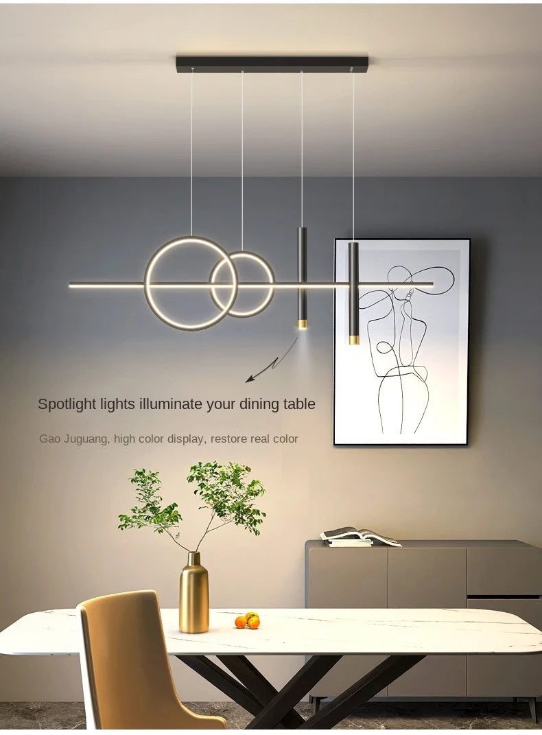 Restaurant Lights Nordic Chandeliers Light Luxury Minimalist Dining Room Tables Bar Counter Designers Minimalist Strip Lighting