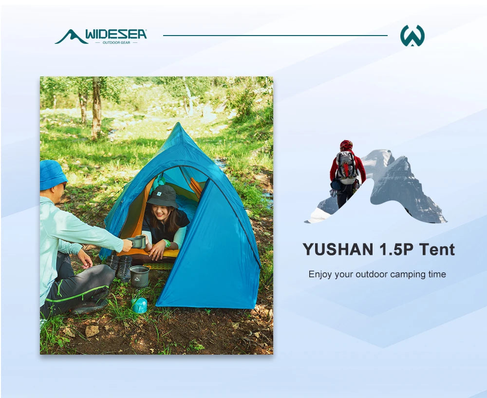 WIDESEA Outdoor Camping 1.5 person Double-Layer Fish Spine tent 15D Nylon Silicone-Coated  Lightweight for Hiking & camping