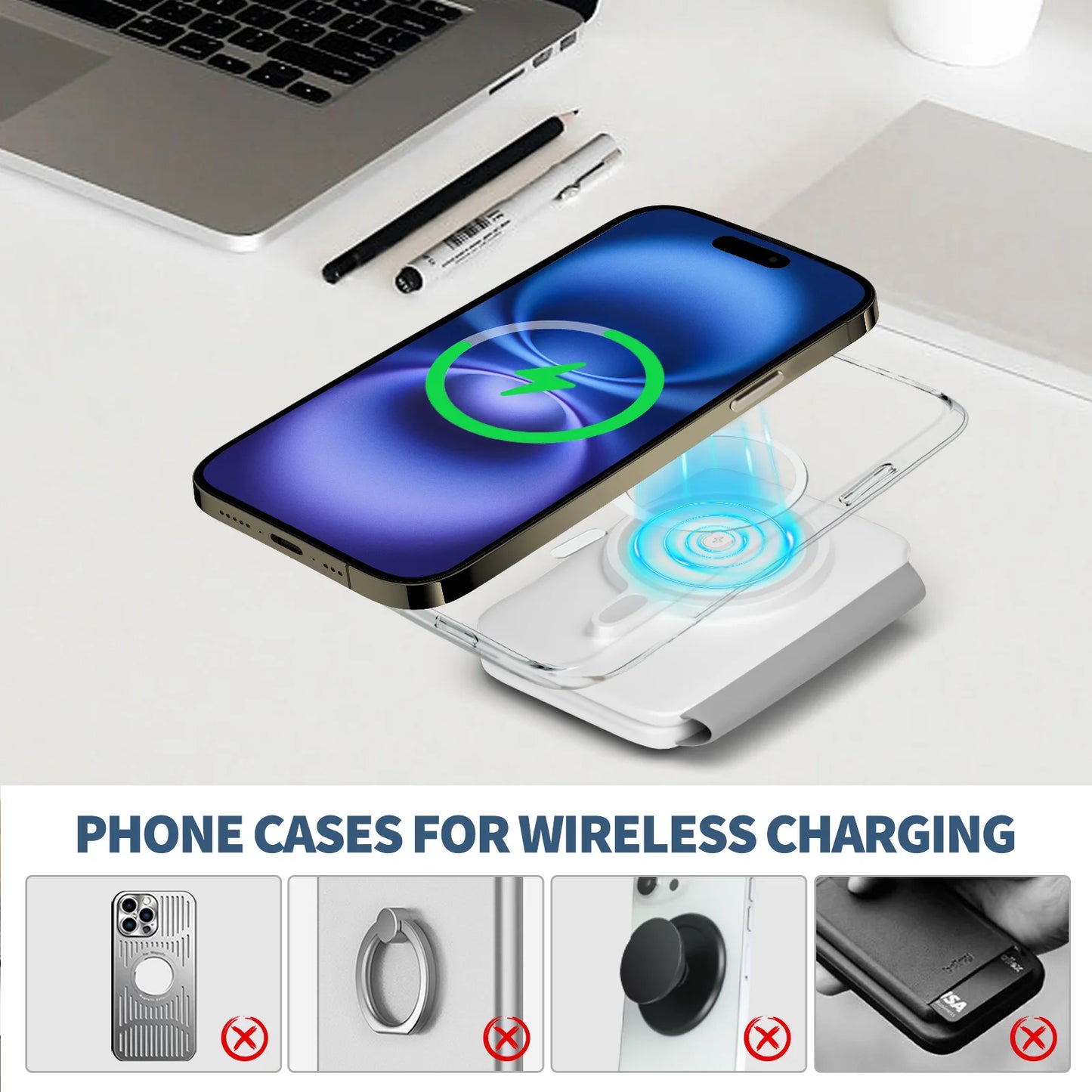 15W Magnetic 3 in 1 Wireless Charger Station Foldable Fast Charging  Type-C For iPhone 17 16 15 14 Xiaomi SAMSUNG iWatch AirPods