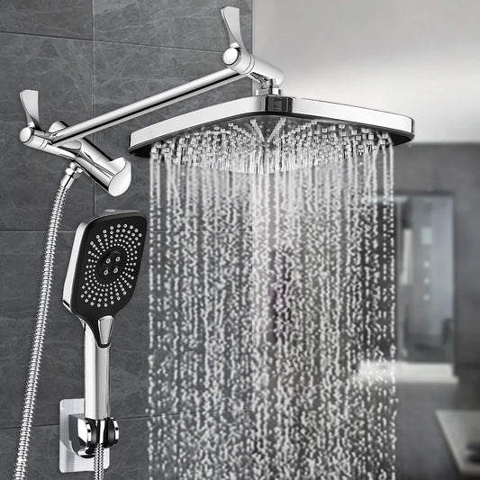 12 Inch Rain/Rainfall Shower Heads 3+1 Settings Top Spray Wall-Mount Shower Set with Extension Arm Handheld Top Spray Showerhead