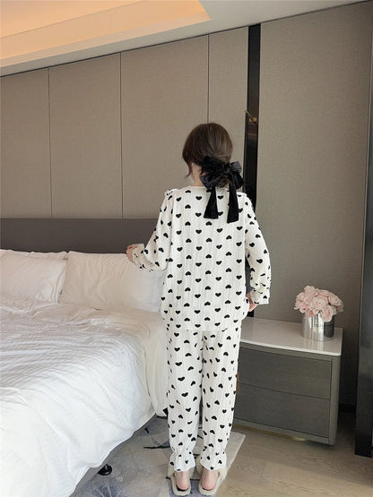Lady Sweet Style Y2k Cartoon Women's Pajamas Bubble Cotton Bow Square Neck Female Nightgown 2024 Autumn New Youth Chic Sleepwear