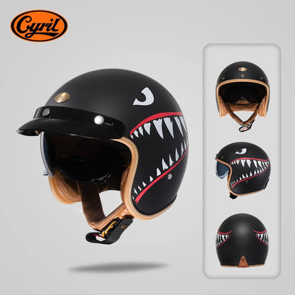 Retro 3/4 Open Face Half Motorcycle Helmet CYRIL B206 Lightweight Adult Vantage Jet Helmet for Men Women DOT ECE Approved