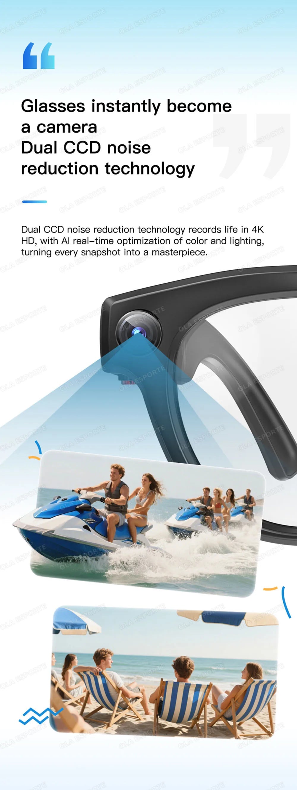 New AI Smart Glasses 4K HD Camera 32GB Memory BT Call Voice Assistant Translate Touch Control Music Player sunglasses Men Women