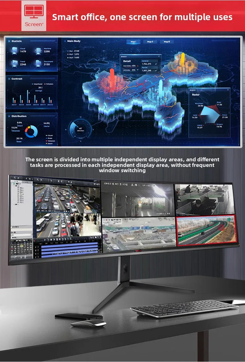 49 Inch Ultrawide Curved Monitor 5K, 32:9 IPS E-Sports Display, 4K 144Hz High Refresh Rate