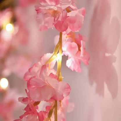 Cherry Blossom String Light 2M 20LED Garland Artificial Flower Garland Vines Fairy Lights For Bedroom Wedding Party Decoration