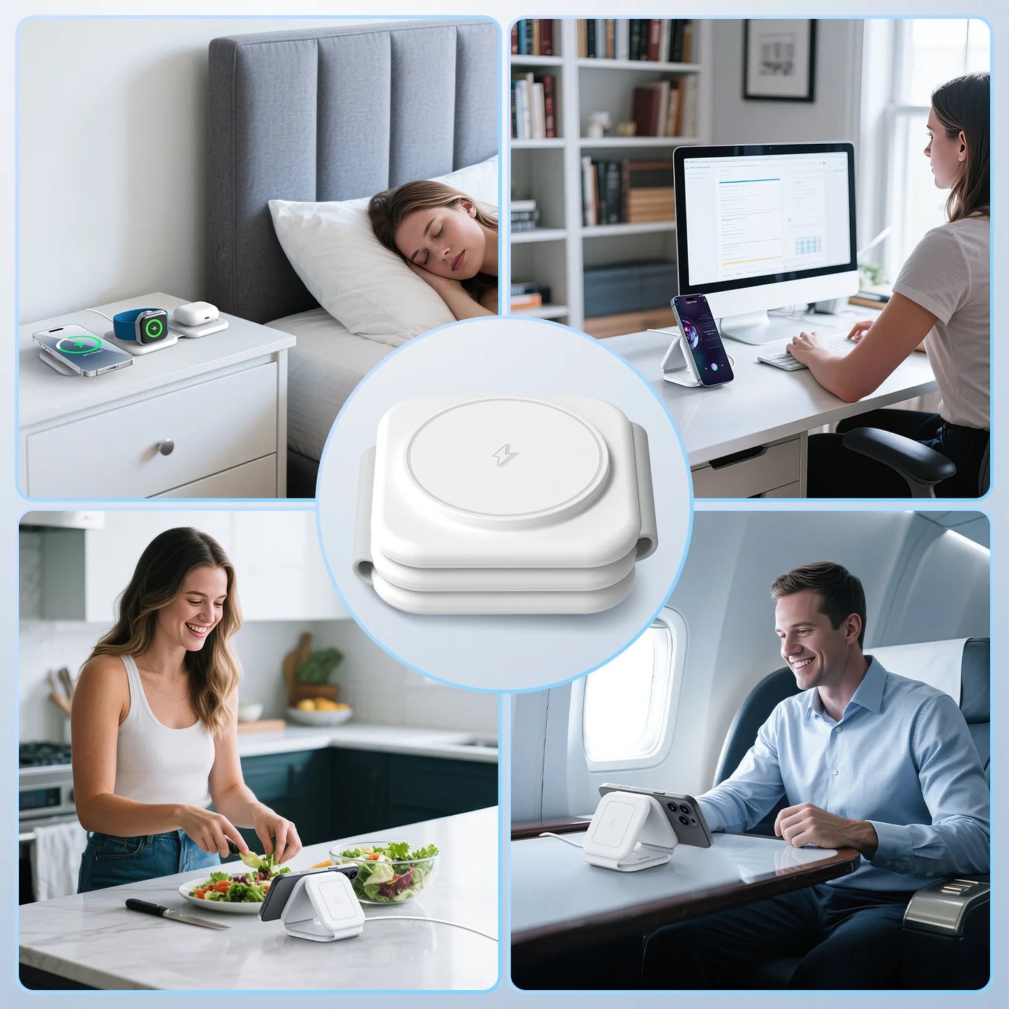 Magnetic Wireless Chargers 3 in 1 Foldable 15W Phone Charge Dock Station Fast Charg for Apple Watch IPhone 14/13/12/11/X AirPods