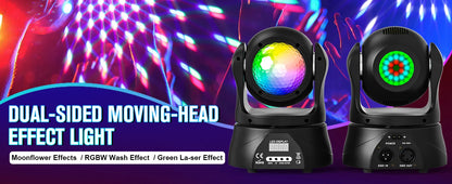 DayFlicker 30W Double-sided RGBW 4 in 1 Lamp Beads Mini Moving Head Light DMX512 Voice Control 15 CH For DJ KTV Party Banquet