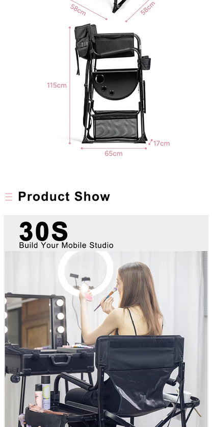 Wholesale Aluminum Folding Portable Upgraded Tall Director Makeup Artist Chair