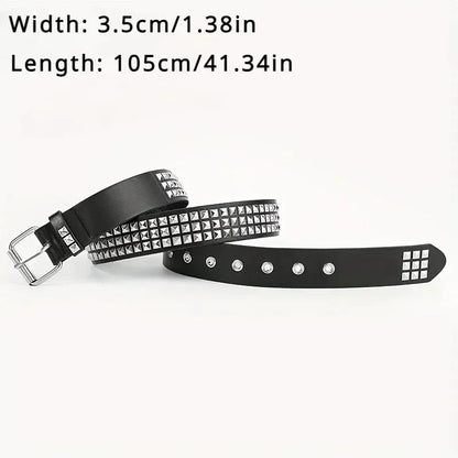 2025 New Square Bead Rivet Belt Metal Pyramid Belt Men and Women Punk Hardware Jeans Belt Y2K Belt Designer Belt Women's Belts
