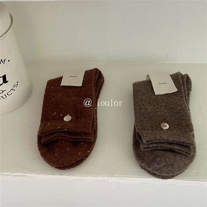 SP&CITY Colored Dotted Sheep Woolen Socks Women's Winter Warm Keeping Middle Tube Socks Casual Thick Korean Fashion Stockings