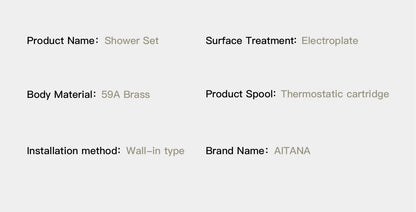Luxury gun gray brass shower system with ceiling design Hidden LED digital display Dual control of Hot & Cold  bathroom Faucet