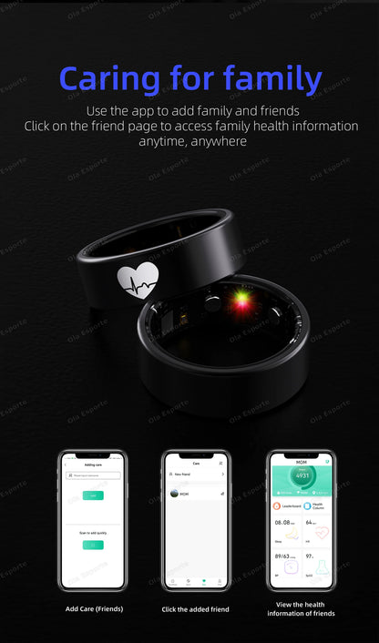 2025 New Smart Ring ECG Detection Blood Pressure,Heart Rate Ring,Body Temperature Monitor Waterproof GPS Tracking Men Women Ring