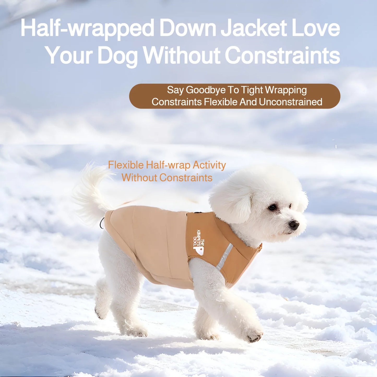 Winter warm pet clothes, trendy autumn and winter dog clothes, thickened dog cotton coat, cute