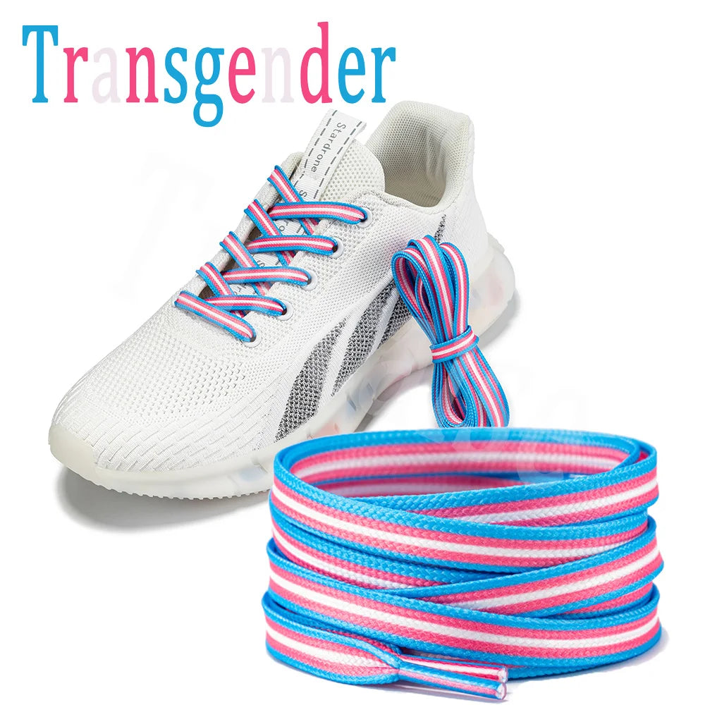 No6Transgender 100/120/150cm Shoe Lace Flat Printed Shoelace Colorful Rainbow Laces Gay Pride Liberty Shoelaces Shoe Accessories