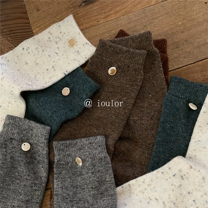 SP&CITY Colored Dotted Sheep Woolen Socks Women's Winter Warm Keeping Middle Tube Socks Casual Thick Korean Fashion Stockings