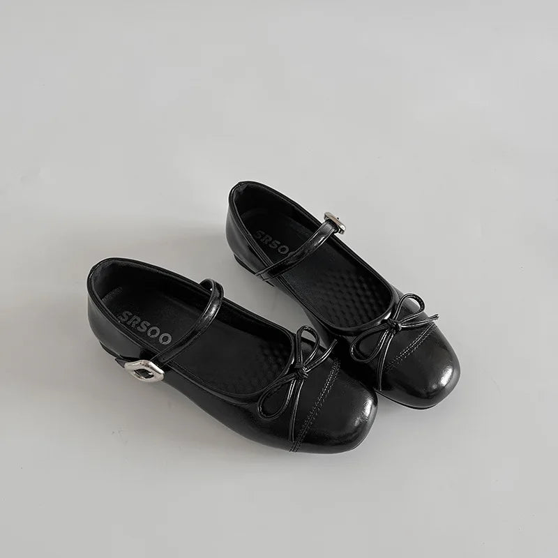 2026 New Spring Vintage Women Ballet Flats Shoes Comfort Round Toe Soft Sole Shoes Elegant Butterfly-knot Dress Grandma's Shoes