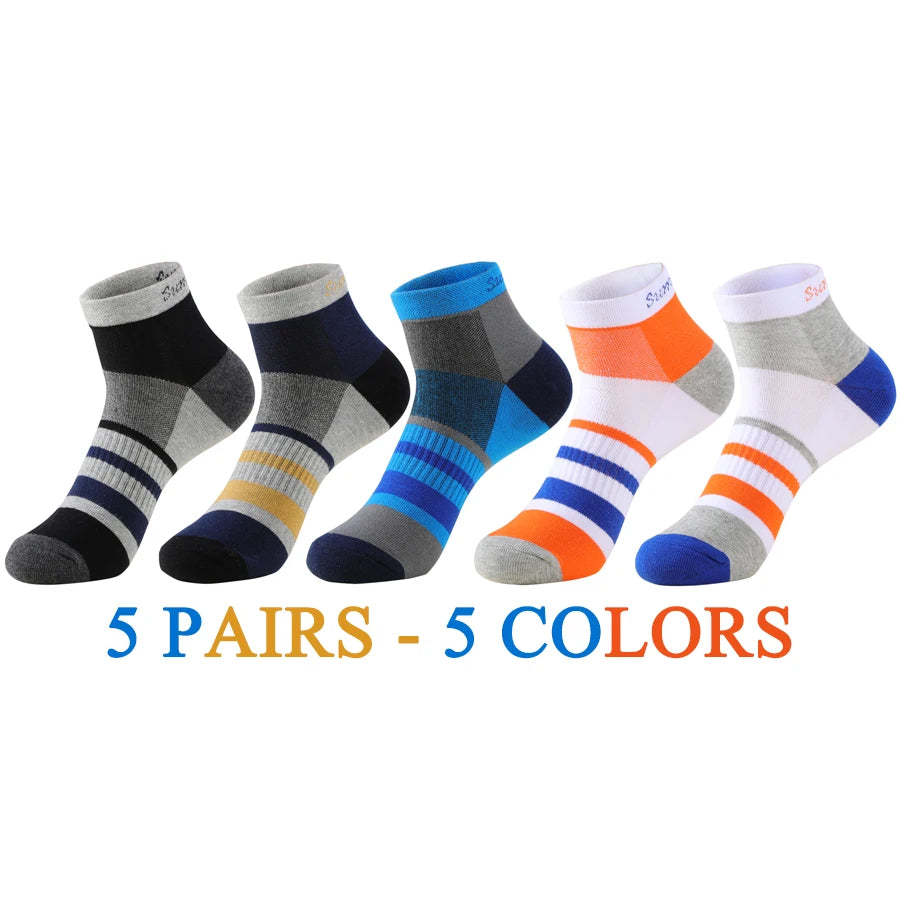 5 Pairs/Lot Mens Running Socks Casual Outdoor Sports Cotton Orange Red Stripes Compression Black 15 Styles Travel Hot Sale 2024