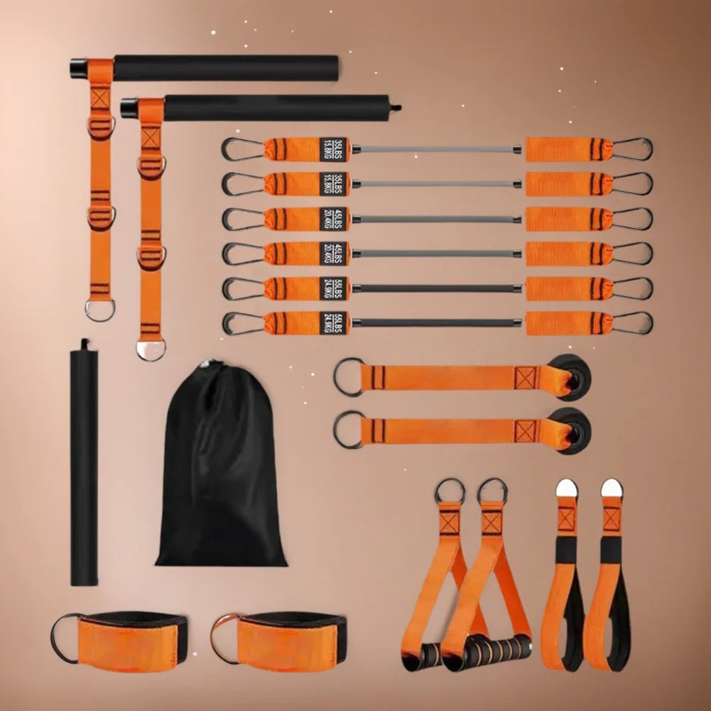 Pilates Bar Kit with Resistance Bands Exercise Bands Set Portable Yoga Pilates Stick for Home Gym Fitness Yoga Strength Training