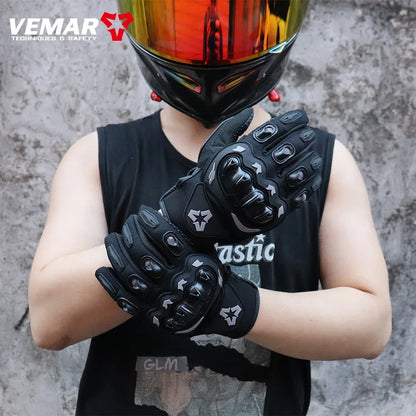 VEMAR Summer Motorcycle Gloves Men Black Full Finger Touchscreen Cycling ATV MTB Guantes Moto Luvas Bike Riding Glove Women Red