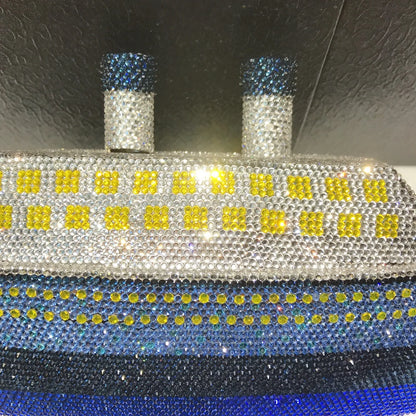 New Boat Crystals Clutch Purse RED Blue Women Gems Evening Clutch Bag Wedding Bridal Minaudiere Rhinestones Handbags and Purses