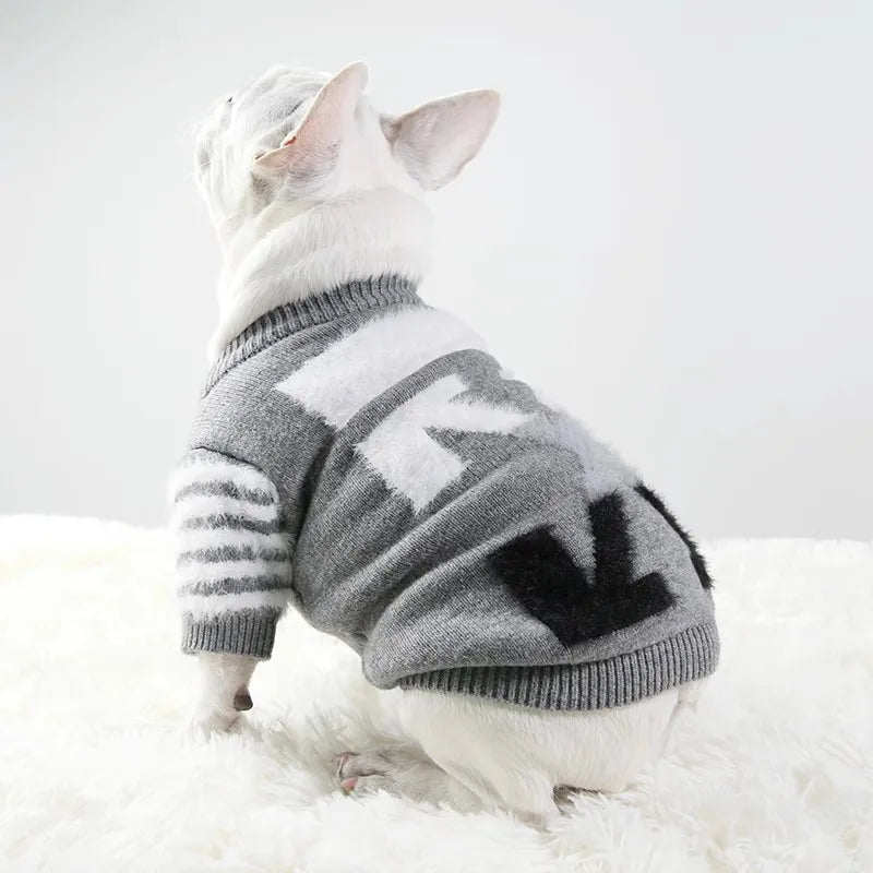 Soft Classic Design Pet Clothing Brand Style Warm Dog Knitted Sweater