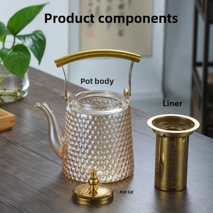 Hammer Japanese beam pot copper handle retro boiling teapot large capacity large hole sky pot high borosilicate glass teapot