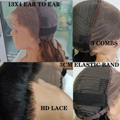 100% Vietnamese Hair Wigs Super Double Drawn Ombre Bouncy Body Wave 250 Density Highlight HD Lace Frontal Wigs Human Hair Genger
