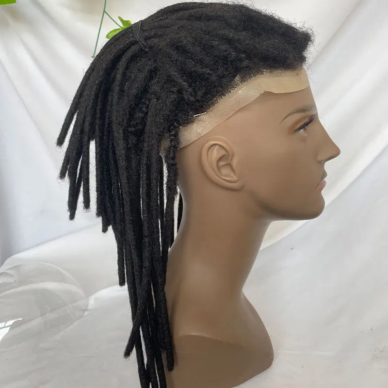 Human Hair Transparent Full Lace Base Afro Dreadlock Extensions Toupee For Men/Women 0.6cm Loc Extensions Human Hair Dreadlock1B