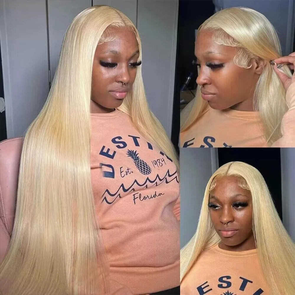 30 36 Inch 13x6 Bone Straight 613 Hd Honey Blonde Lace Front Human Hair Wigs Brazilian 13x4 Color Lace Frontal Wigs For Women