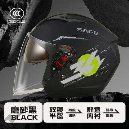 Uniform Size 58-62CM Helmet Motorcycle Winter Thermal Battery Car Female Winter Male Double Mirror Four Seasons Helmet