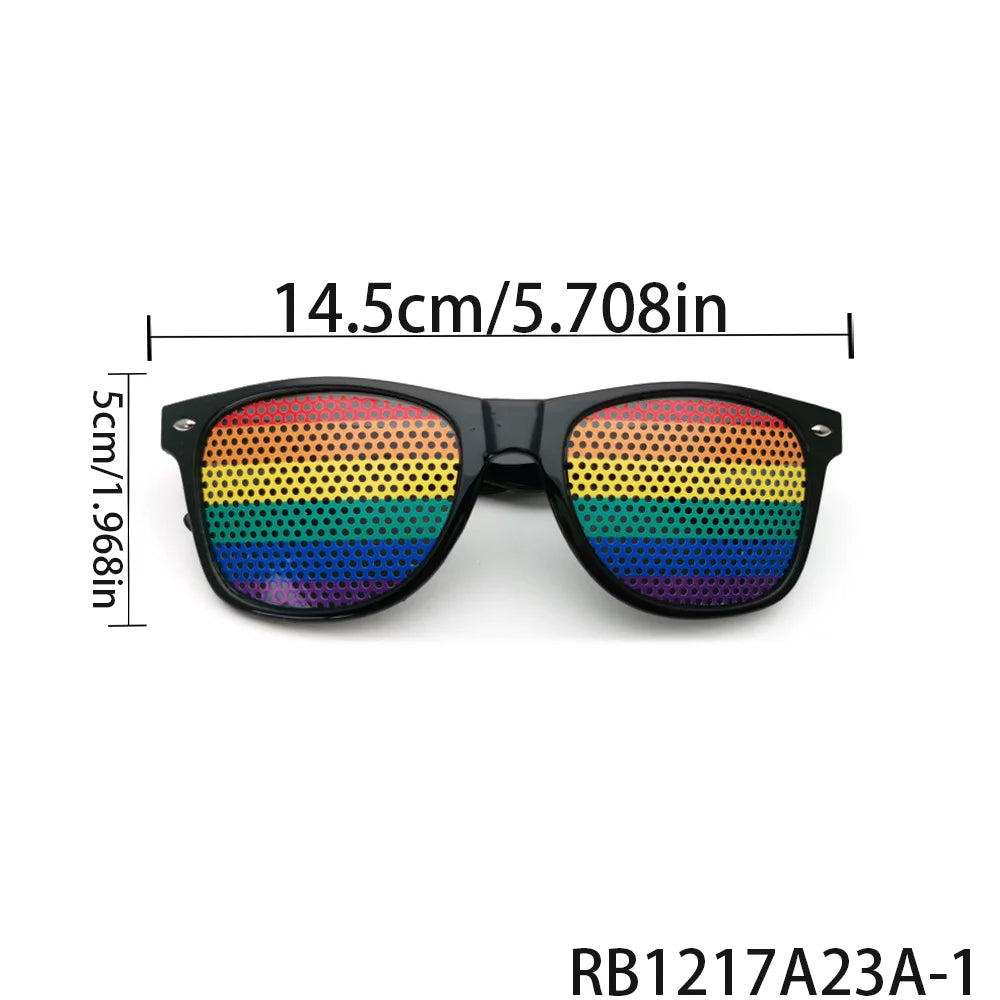 PESENAR Pride Month LGBTQ+ Rainbow Perforated glasses - Vibrant Pride Statement Eyewear for Celebration