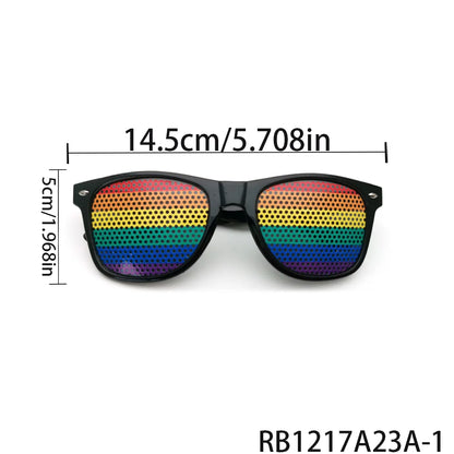 PESENAR Pride Month LGBTQ+ Rainbow Perforated glasses - Vibrant Pride Statement Eyewear for Celebration