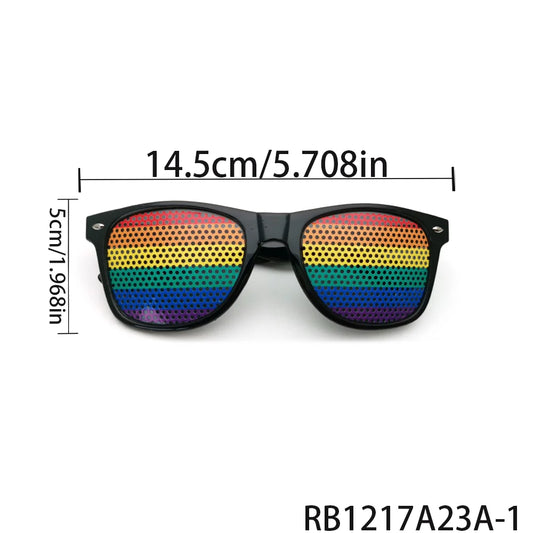 PESENAR Pride Month LGBTQ+ Rainbow Perforated glasses - Vibrant Pride Statement Eyewear for Celebration