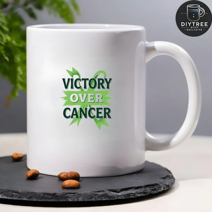 VICTORY OVER CANCER Green Ribbon Memorial Cup 11OZ Home & Office Mug Christmas Heartwarming Gift