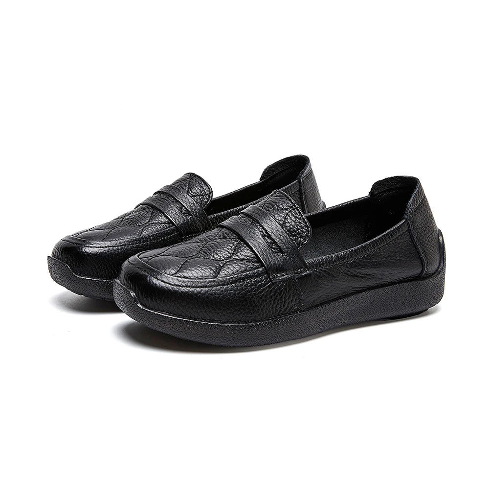 AIYUQI Women Genuine Leather Loafers Flat Slip‑on Comfort Mother Shoes Casual Ladies Moccasins Daily Walking Shoes Women