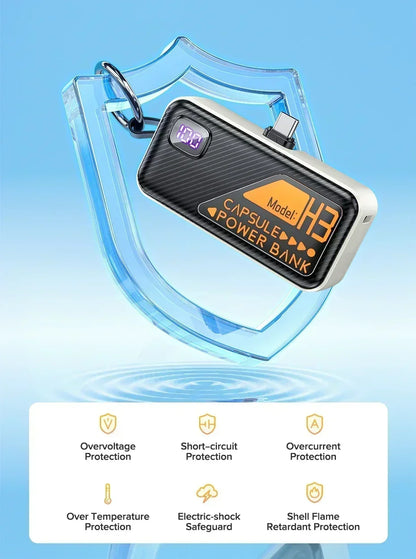 20000mAh Mini Power Bank PD20W Fast Charging Comes with Cable Digital Display PowerBank for IPhone13 14 15 16 Samsung and Xiaomi