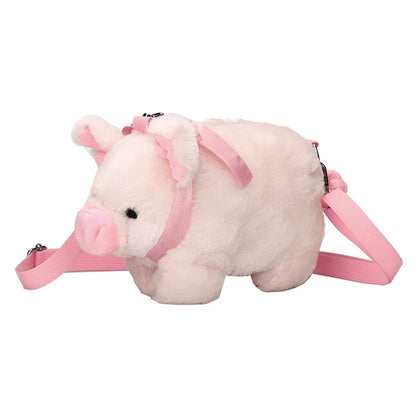 Pink Piglet Plush Bag Korean Version Large Capacity Lady Shoulder Bag Cartoon Ins Cute Doll Messenger Bag Handbags Crossbody