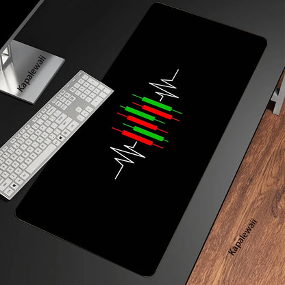 Stock Market Chart Pattern XXL Mouse Pad 900x400 Mousepad Mechanical Keyboard Gamer Desk Mice Computer Peripherals Office Mat