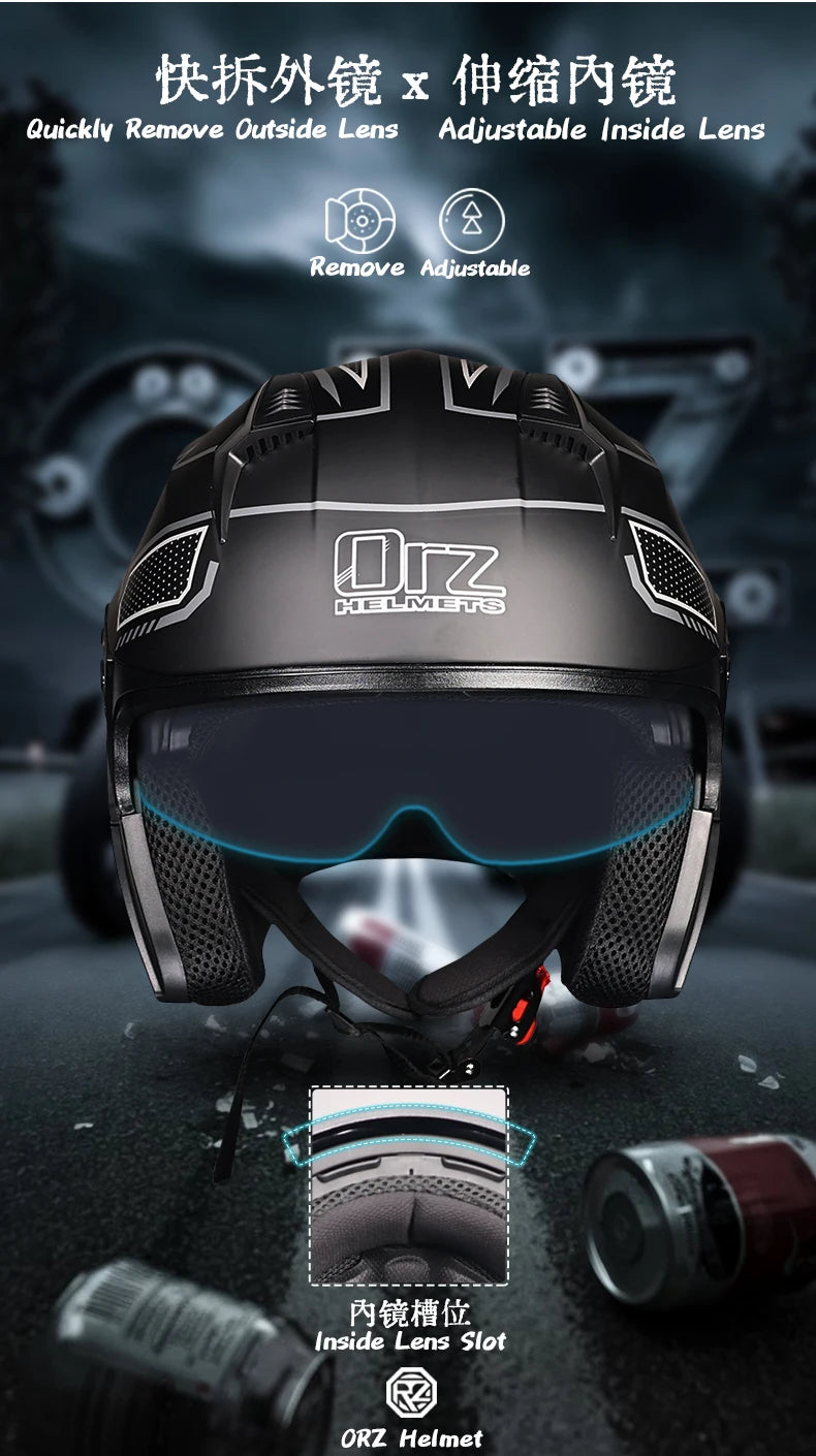 2025 Latest High Quality Motorcycle Helmet Half Covering Dual Lens Cascos para Motos Male Female Couple Capacetes de Moto