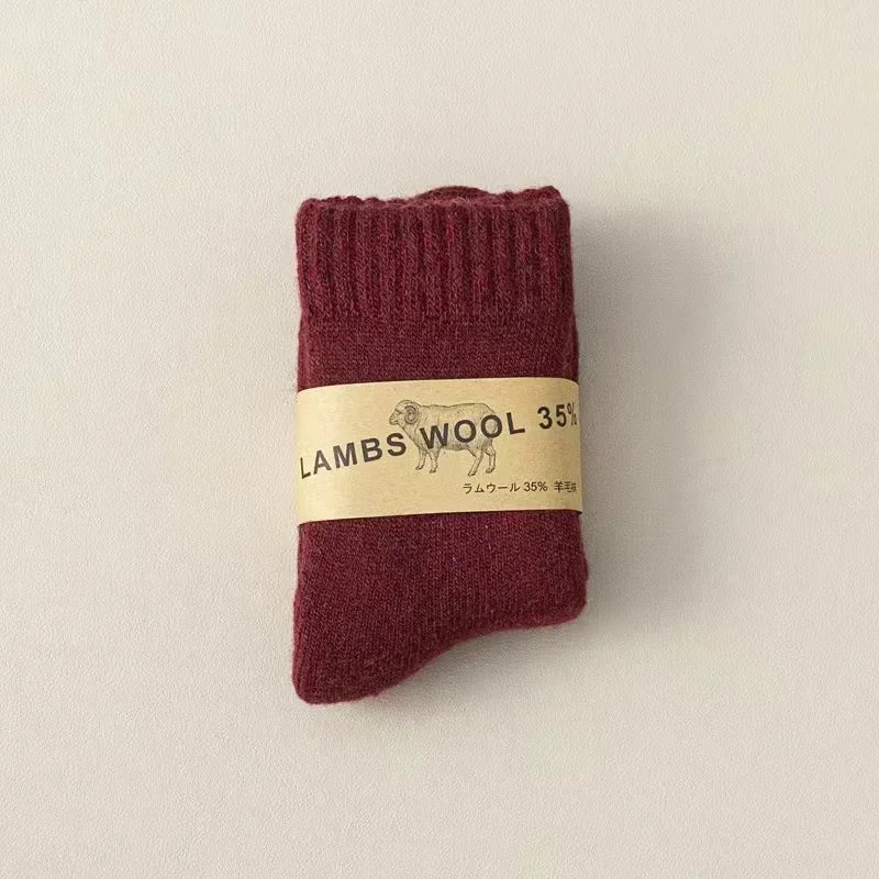 Winter 30% Wool Cashmere Warm Furry Kids Sock Chic Solid Color Calf Sock for Children Thicken Fleece Wool Autumn Warm Stockings