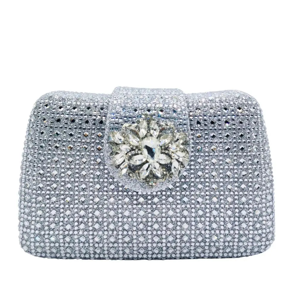 Sparkling Rhinestone Clutch Bag Lady Crystal Evening Purse Luxury Metal Handle Chain Handbag Wedding Party Dinner Diamond Bags