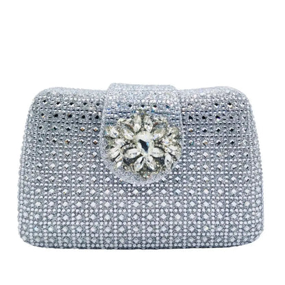 Sparkling Rhinestone Clutch Bag Lady Crystal Evening Purse Luxury Metal Handle Chain Handbag Wedding Party Dinner Diamond Bags