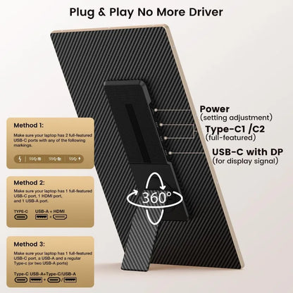 Laptop Screen Extender 15.6-inch, 1080P FHD Portable Monitor with 120% sRGB, 235°Rotation Detachable Screen, Plug & Play