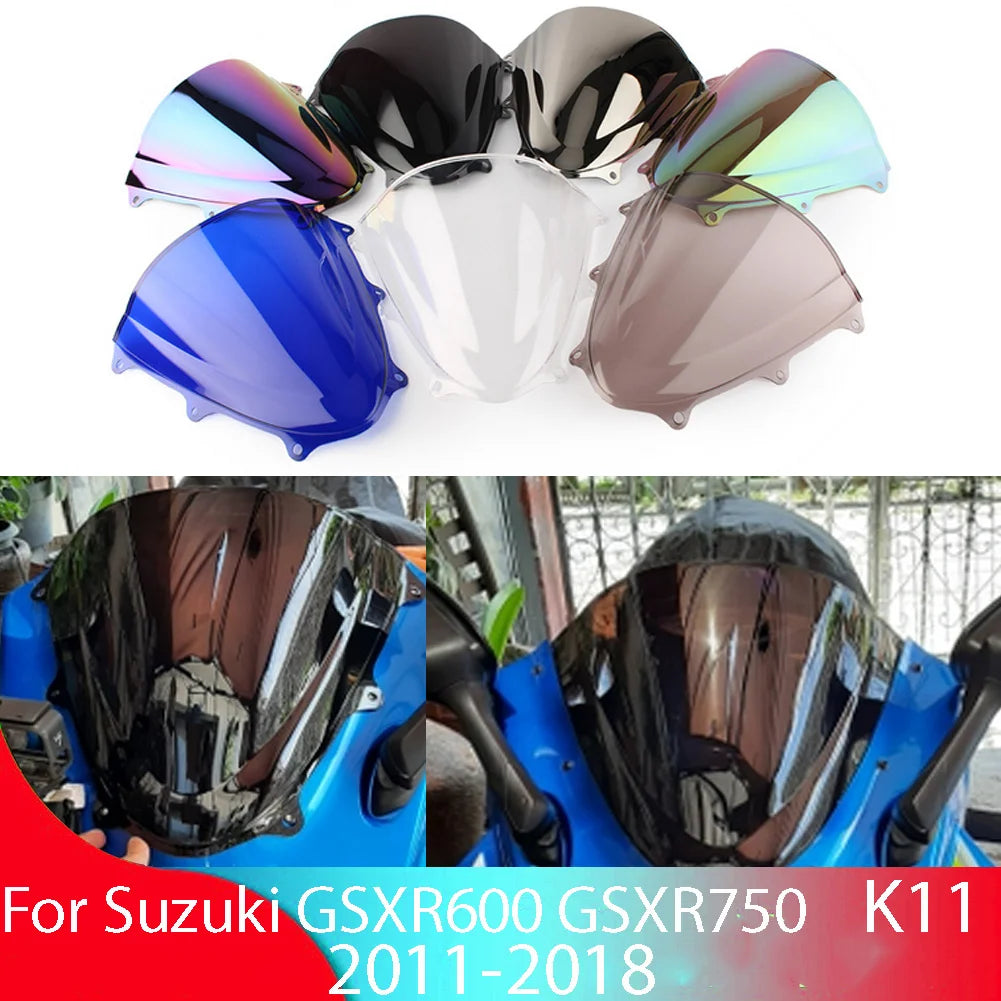Windshield For Suzuki GSX-R GSXR 600 750 GSXR600 2011-2018 K11 Double Bubble WindScreen Motorcycle Accessories Fairing Deflector