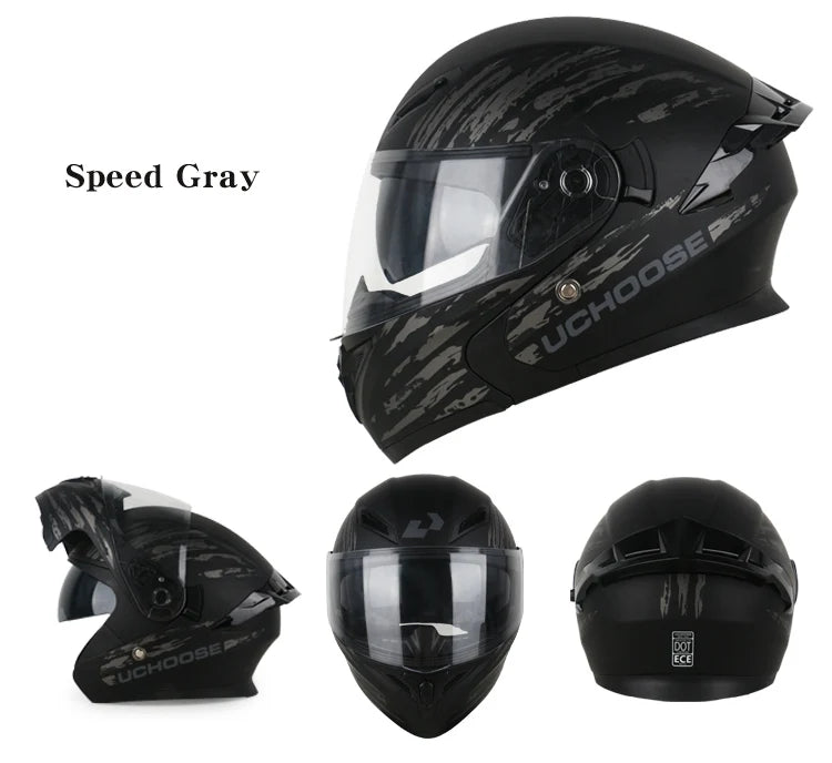 Uchoose DOT Modular helmet Full Face Helmets Crash Motorbike Protective Gear unisex Flip Up Helmet Motorcycle Double Sun Visor