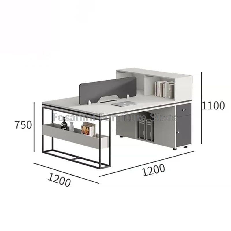 Office Staff Work Desk and Chair Sets Modern Computer Desks with Storage Drawn and Screen Home Furniture Swivel Chairs Table Set